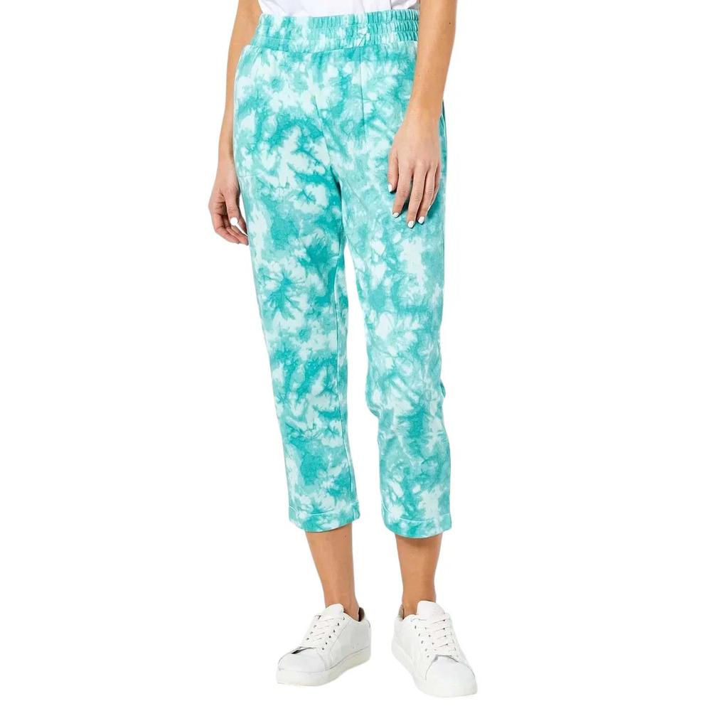 AnyBody Printed Brushed Towel Terry Pant Green - Regular